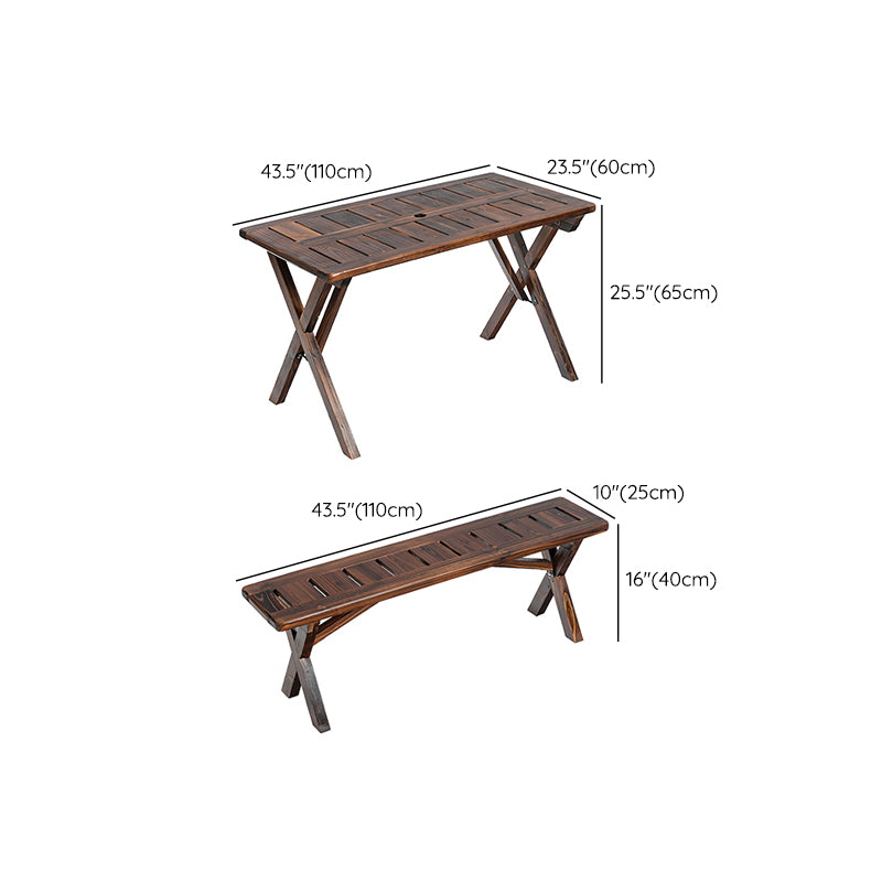 Industrial Style Picnic Table Wood Reatngular 1/3 Pieces Picnic Table