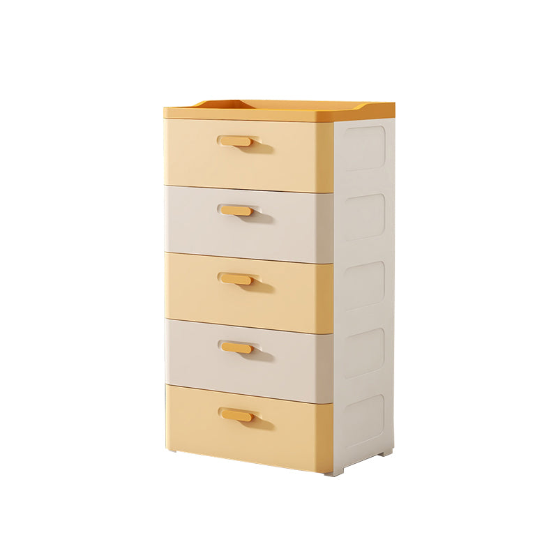 Contemporary Kids Nightstand Plastic Nursery Dresser with Drawers