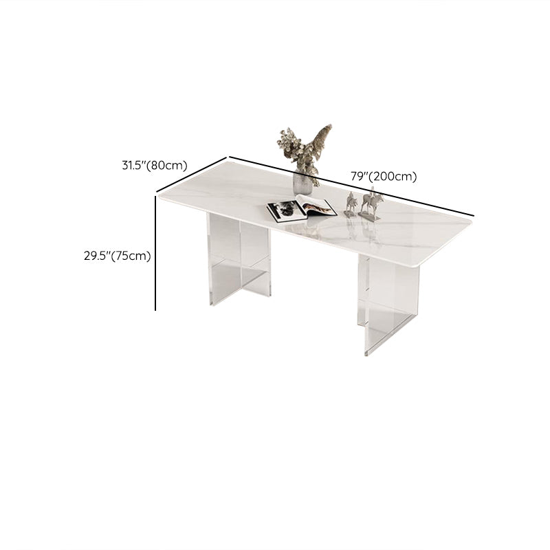 Contemporary Style 1/2/4/6 Pieces Dining Chairs Set Rectangle Stone Furniture in White