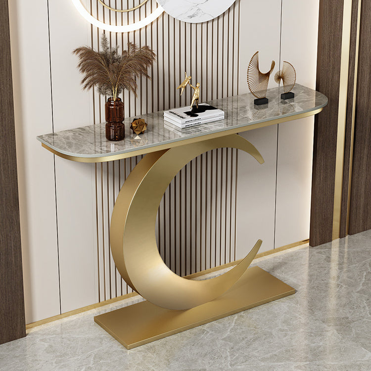 Half Moon Glam Console Accent Table Antique Finish Console Sofa Table