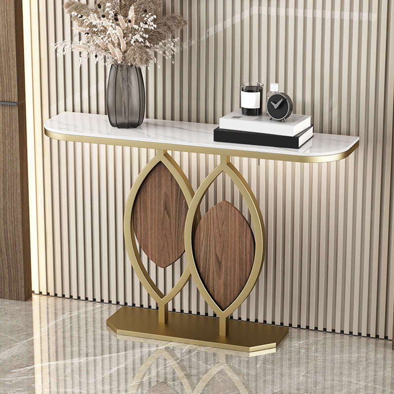 Glam Console Accent Table Antique Finish Half Moon Console Table