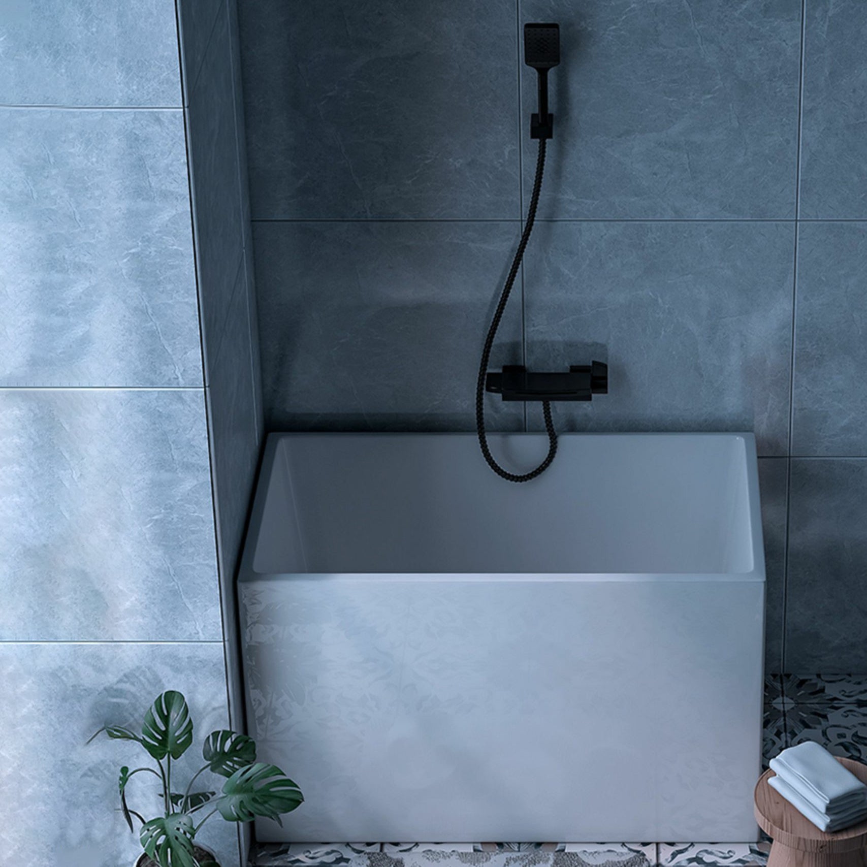 Acrylic Soaking Bathtub Antique Finish Back to Wall Bath Tub (Board not Included)