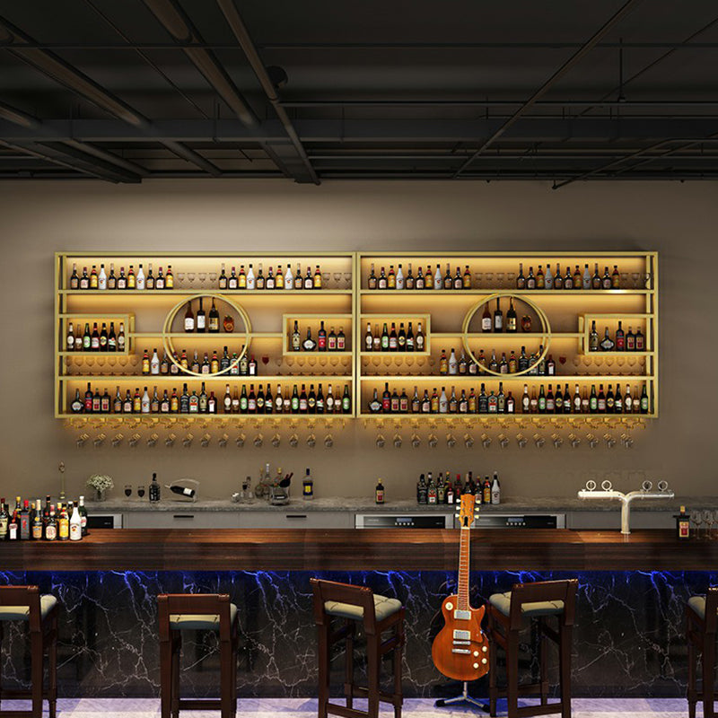 Wall Mounted Wine Rack Metal Modern Wine Bottle & Glass Rack for Bar