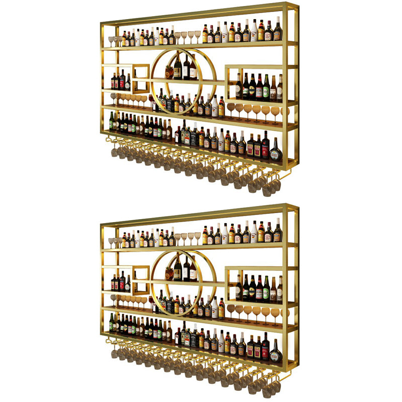 Wall Mounted Wine Rack Metal Modern Wine Bottle & Glass Rack for Bar