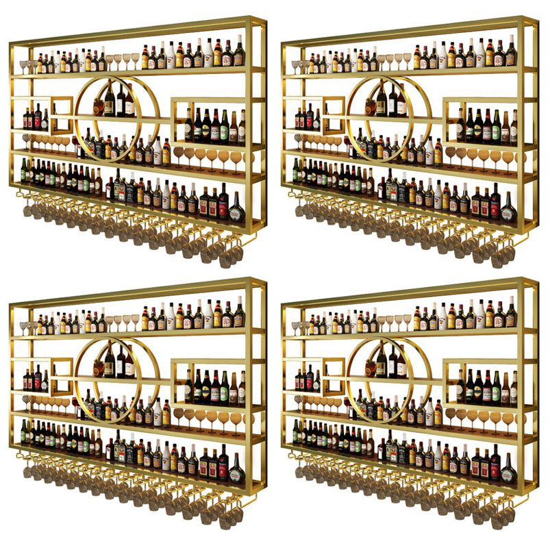 Wall Mounted Wine Rack Metal Modern Wine Bottle & Glass Rack for Bar