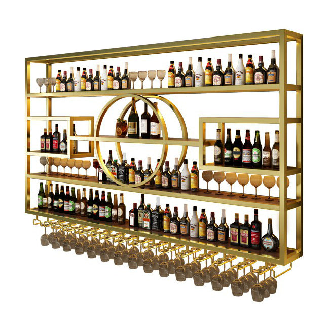 Wall Mounted Wine Rack Metal Modern Wine Bottle & Glass Rack for Bar