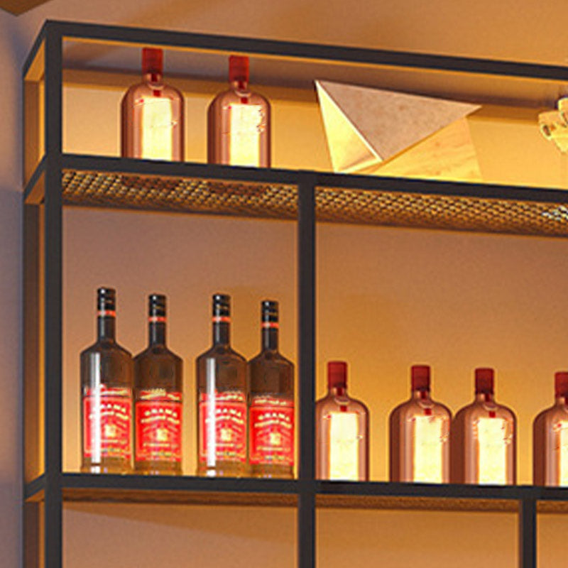 Iron Wine Shelf Modern Style Wall Mounted Wine Holder Rack in Black