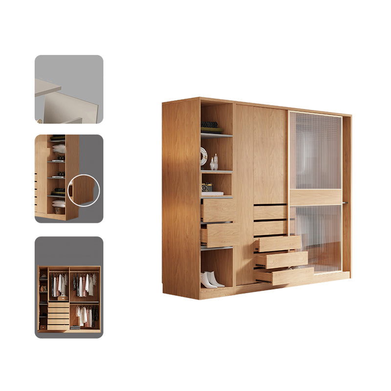 Engineered Wood Wardrobe Cabinet Modern Wardrobe Closet for Bedroom