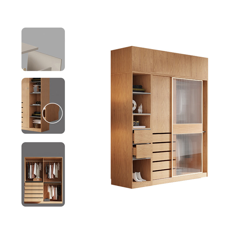 Engineered Wood Wardrobe Cabinet Modern Wardrobe Closet for Bedroom