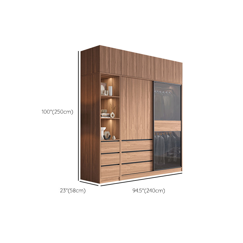 Brown Wardrobe Closet Contemporary Wardrobe Cabinet with Drawer