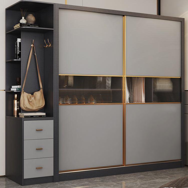 Sliding Engineered Wood Wardrobe Cabinet Modern Wardrobe Armoire
