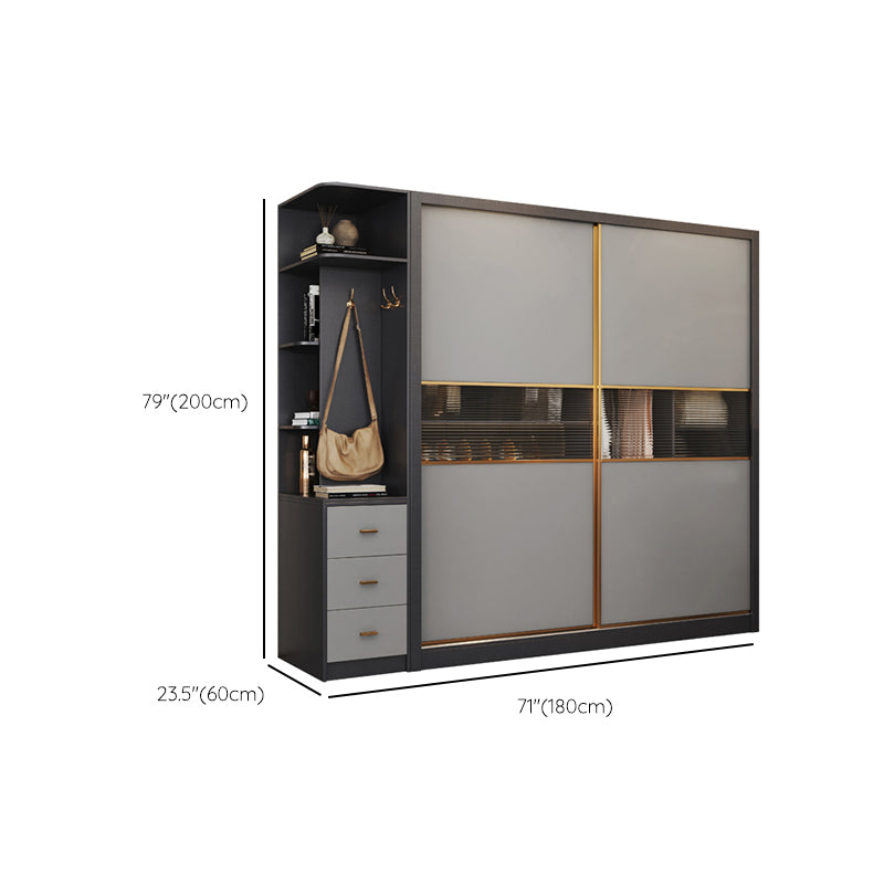 Sliding Engineered Wood Wardrobe Cabinet Modern Wardrobe Armoire