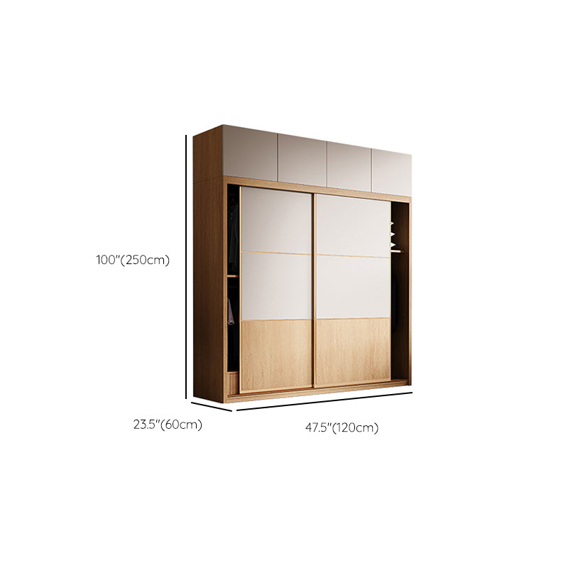 Sliding Engineered Wood Wardrobe Cabinet with Drawer Modern Wardrobe Closet