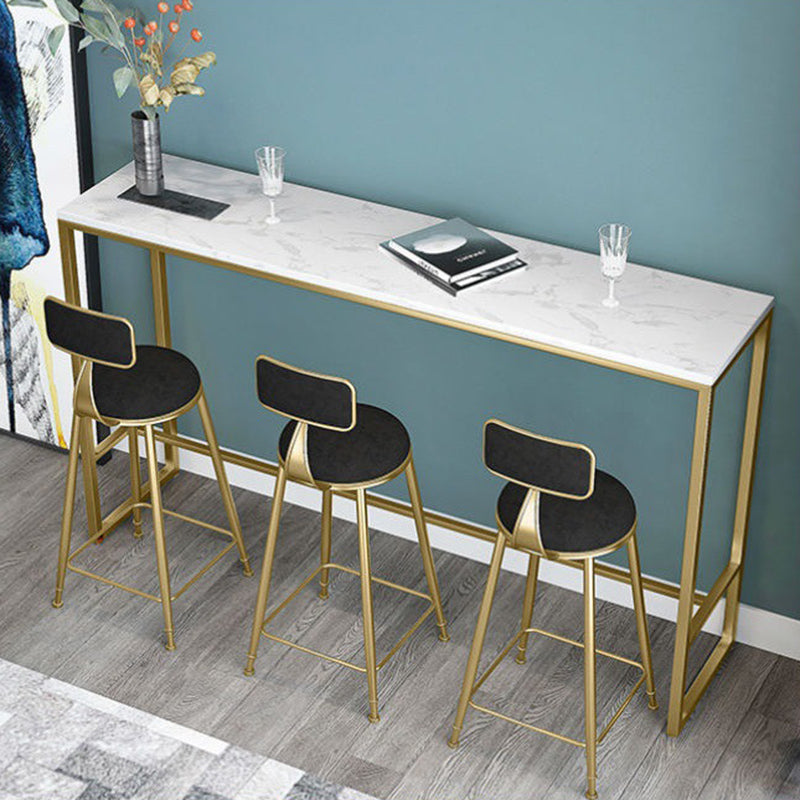 White Sintered Stone Bar Table Trestle Base Dining Table for Kitchen