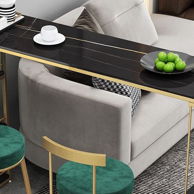 Modern Bistro Bar Table Sintered Stone Rectangle Bar Table with Shelves