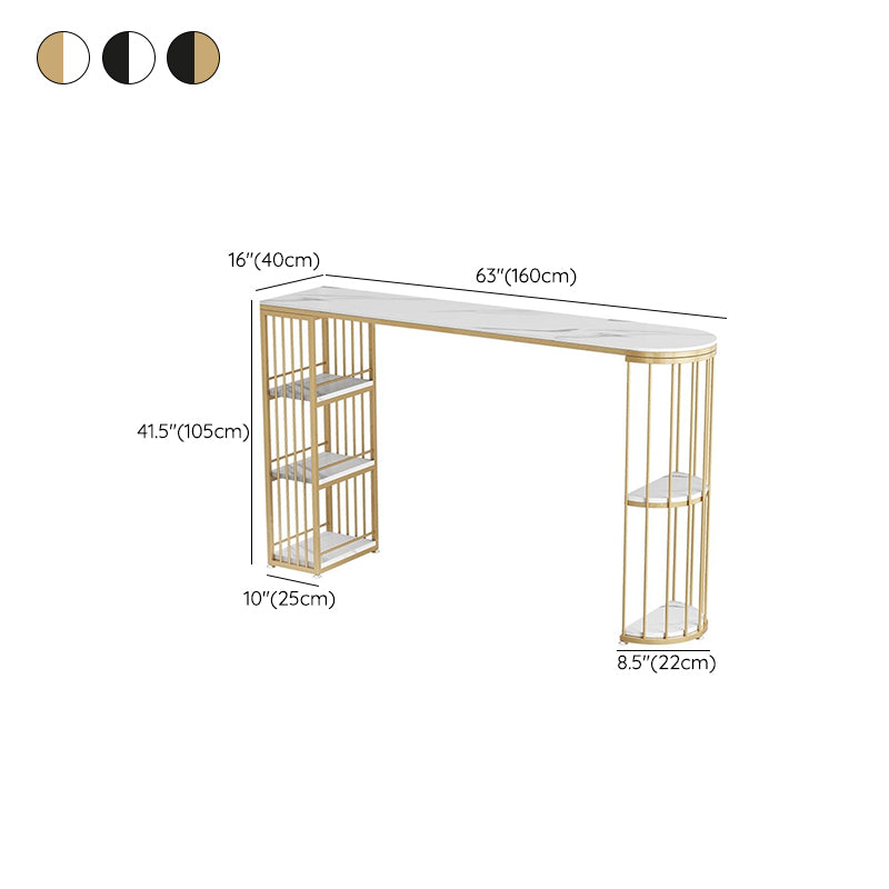 Modern Bistro Bar Table Sintered Stone Rectangle Bar Table with Shelves