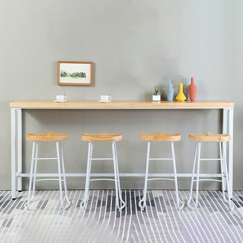 Industrial Style Rectangle Bar Table Solid Wood Fixed Bistro Bar Desk