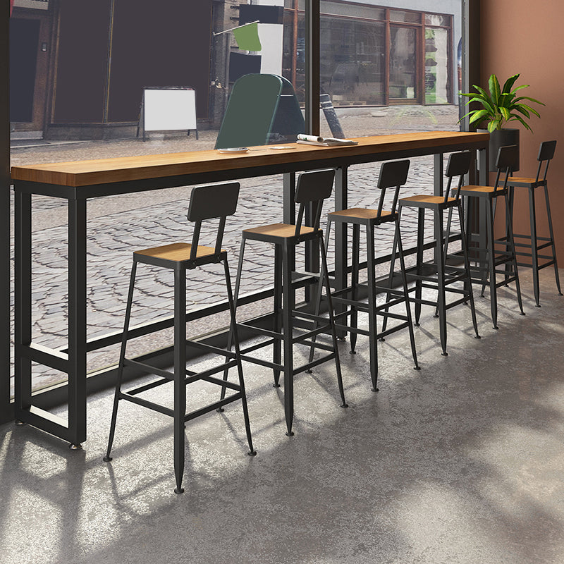 Modern Style Rectangle Bar Table Solid Wood Bar Dining Table with Footrest