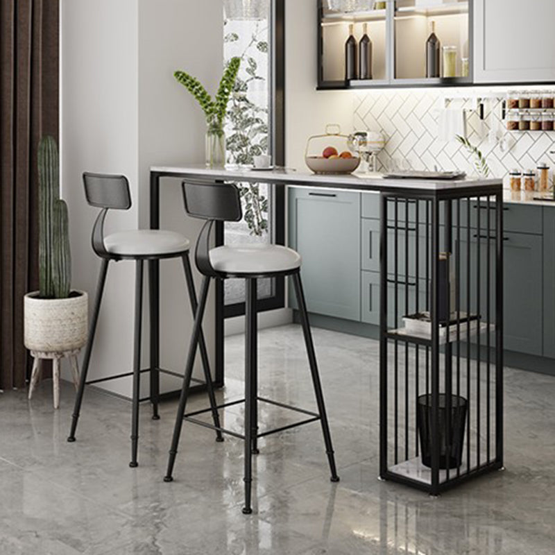 Contemporary Rectangle Bar Table Faux Marble Bar Dining Table with Storage