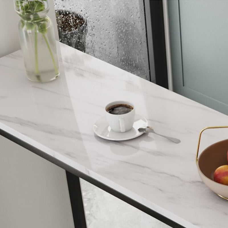 Contemporary Rectangle Bar Table Faux Marble Bar Dining Table with Storage