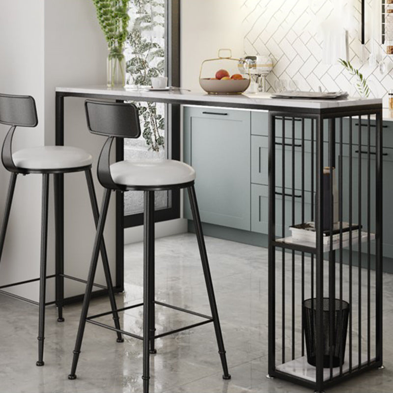 Contemporary Rectangle Bar Table Faux Marble Bar Dining Table with Storage