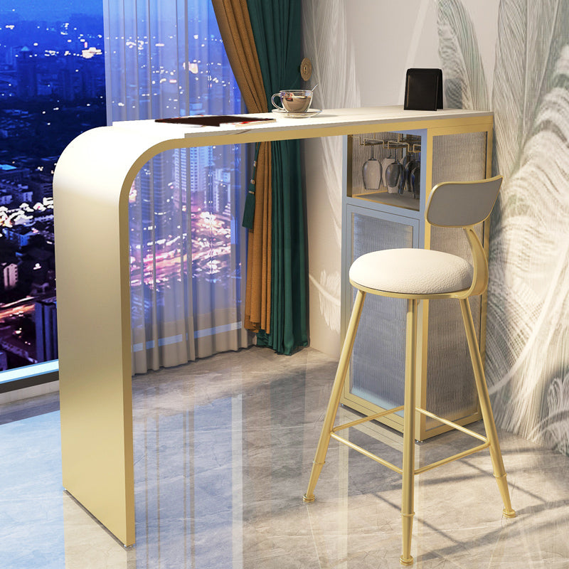 Contemporary Style Bar Table Stone Rectangle Bar Wine Table with Storage