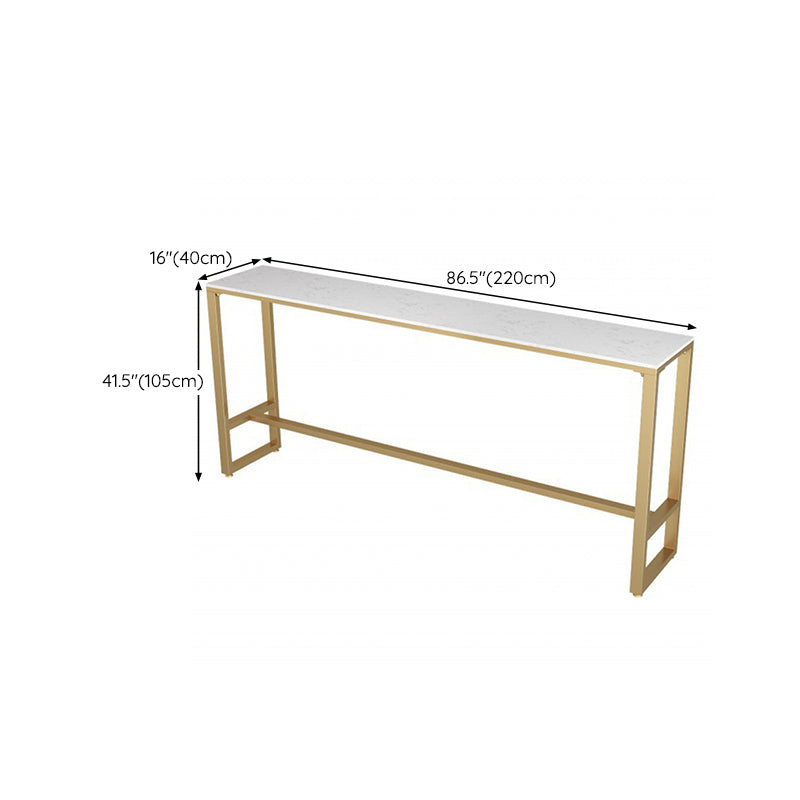 Glam Style Bar Table Faux Marble Rectangle Bar Wine Table with Footrest