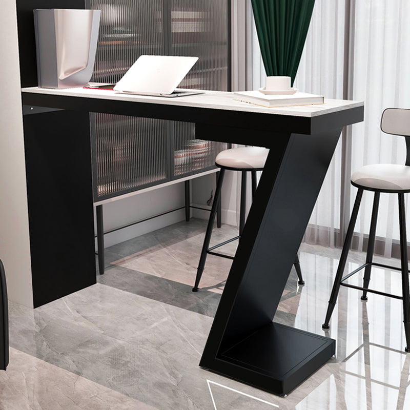 Contemporary Style Bar Height Table Rectangle Stone Bistro Bar Desk
