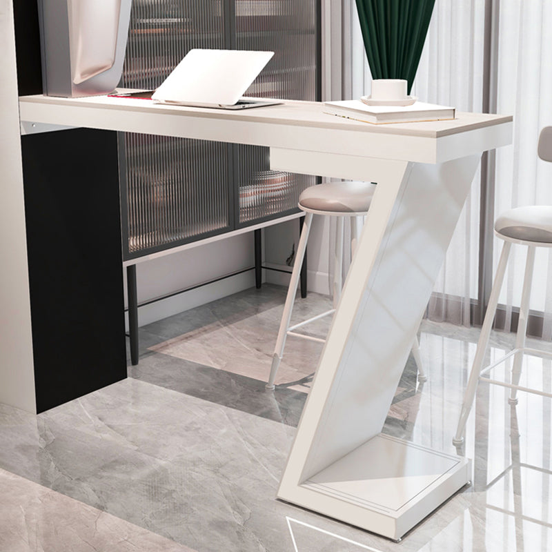 Contemporary Style Bar Height Table Rectangle Stone Bistro Bar Desk
