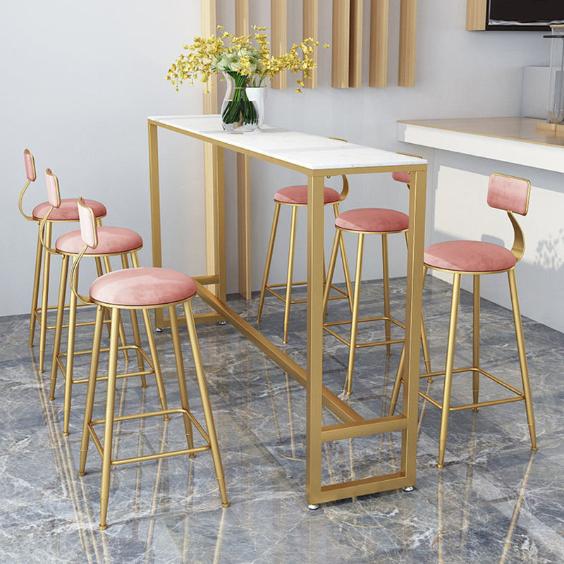 Glam Style Rectangle Bar Table Faux Marble Bar Dining Table for Living Room