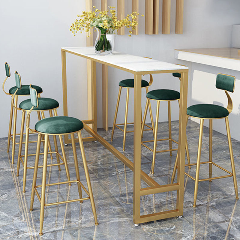 Glam Style Rectangle Bar Table Faux Marble Bar Dining Table for Living Room