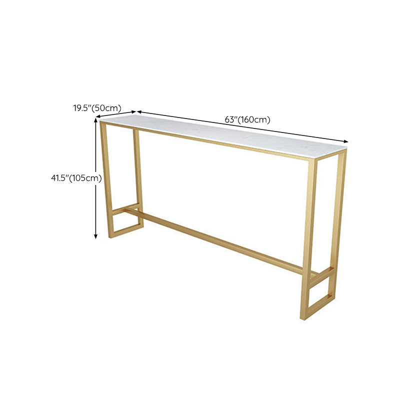 Glam Style Rectangle Bar Table Faux Marble Bar Dining Table for Living Room