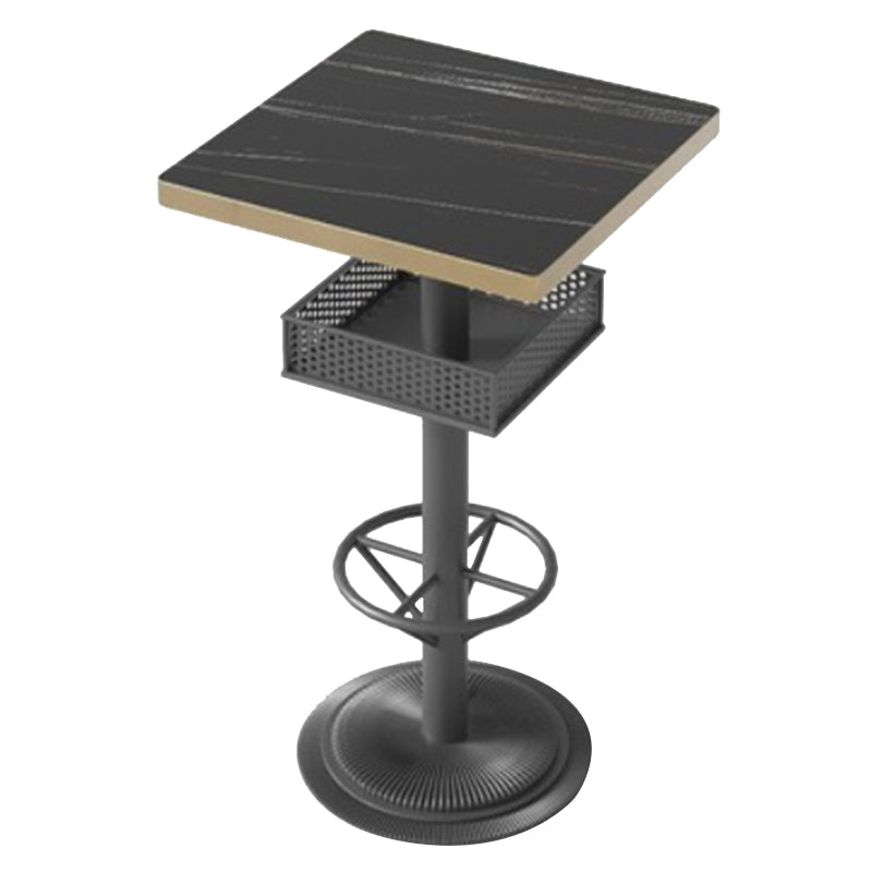 Industrial Style Bar Table Black Wood Bar Dining Table with Storage