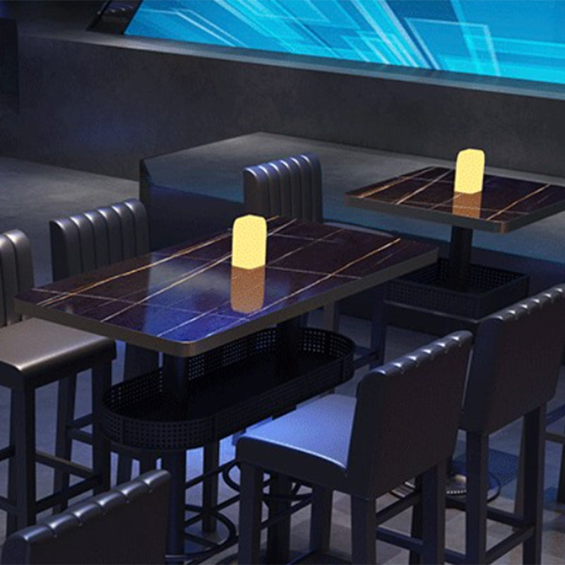 Industrial Style Bar Table Black Wood Bar Dining Table with Storage