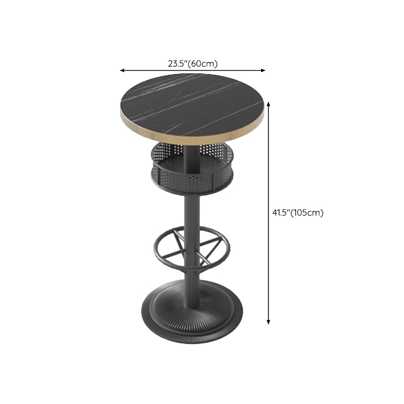 Industrial Style Bar Table Black Wood Bar Dining Table with Storage