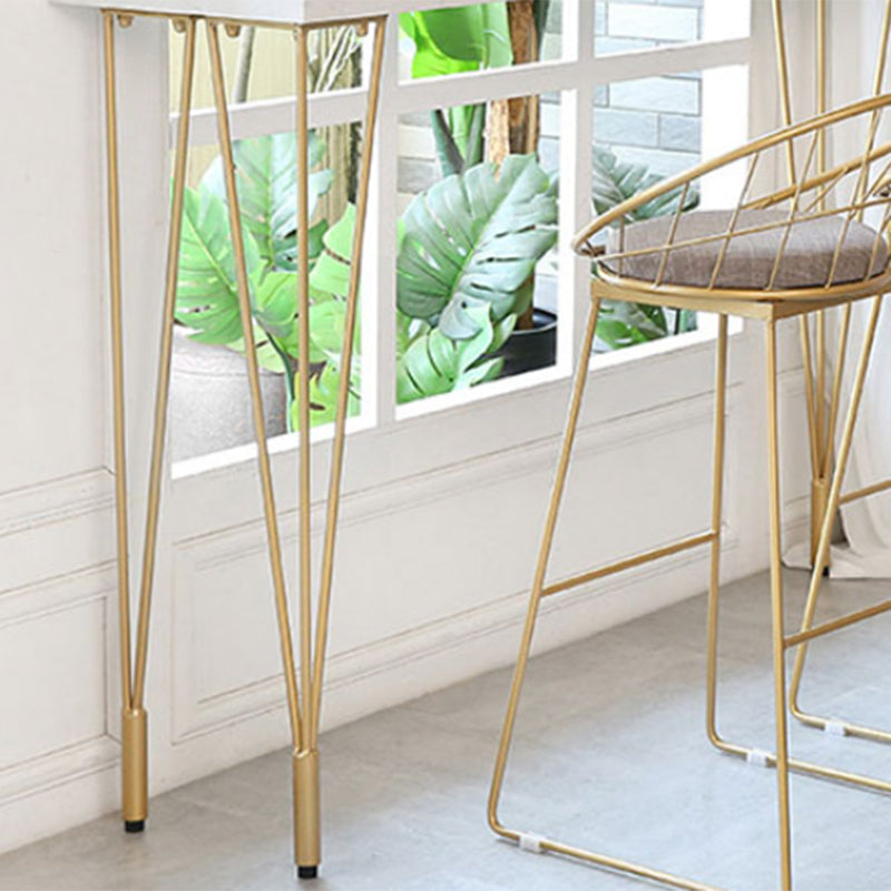 Glam Style Rectangle Bar Table White Colour Bar Dining Table with 4 Legs