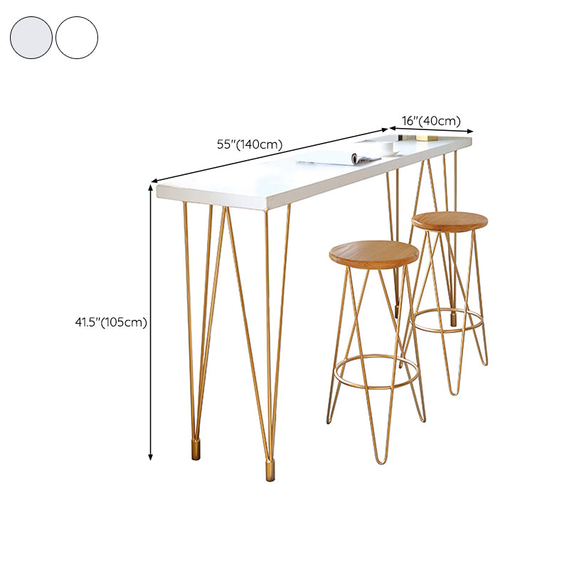 Glam Style Rectangle Bar Table White Colour Bar Dining Table with 4 Legs