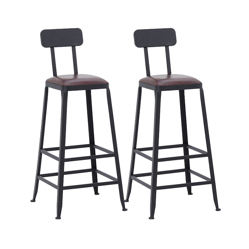 Industrial Dining Stools Low Back Bar Stools with Black Metal Base