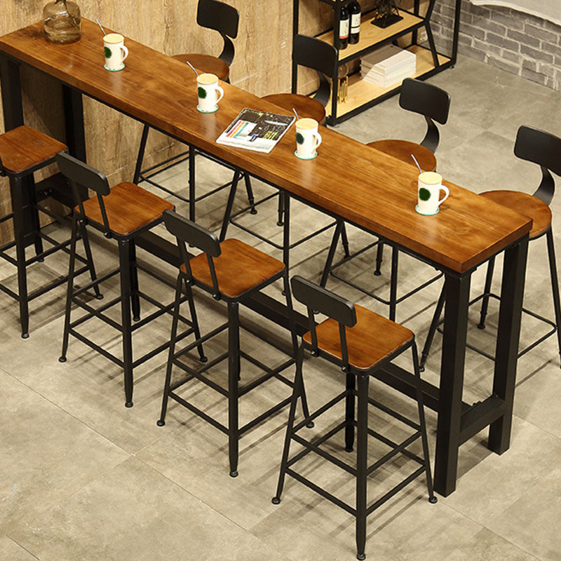 Industrial Dining Stools Low Back Bar Stools with Black Metal Base