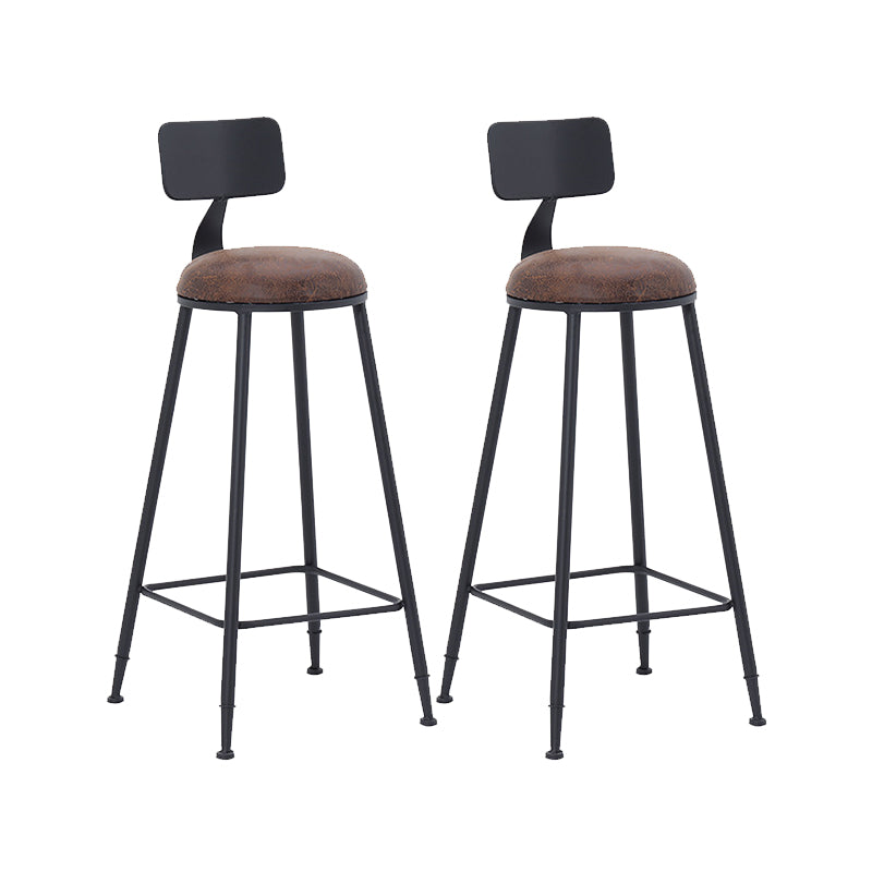 Industrial Dining Stools Low Back Bar Stools with Black Metal Base