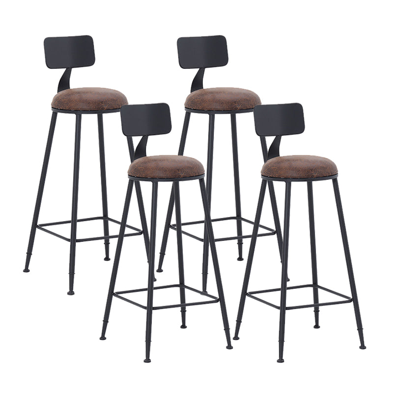 Industrial Dining Stools Low Back Bar Stools with Black Metal Base