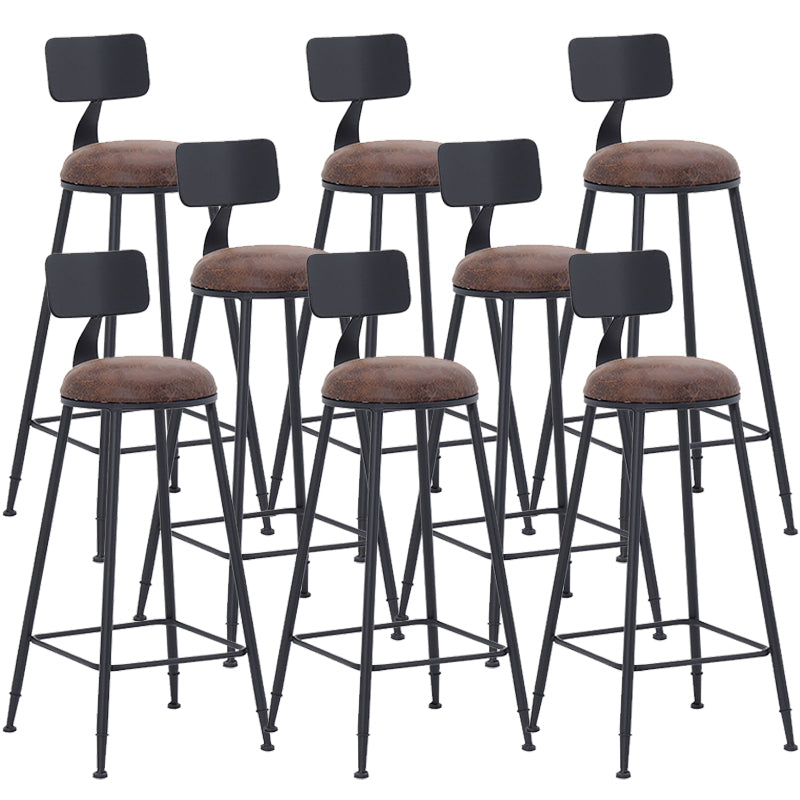 Industrial Dining Stools Low Back Bar Stools with Black Metal Base
