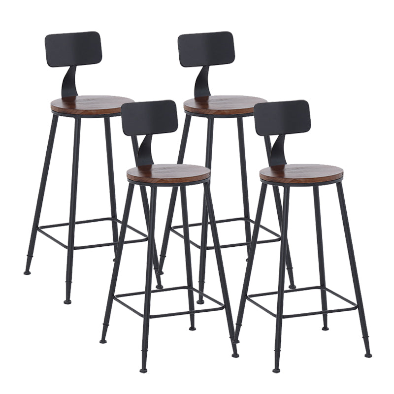 Industrial Dining Stools Low Back Bar Stools with Black Metal Base