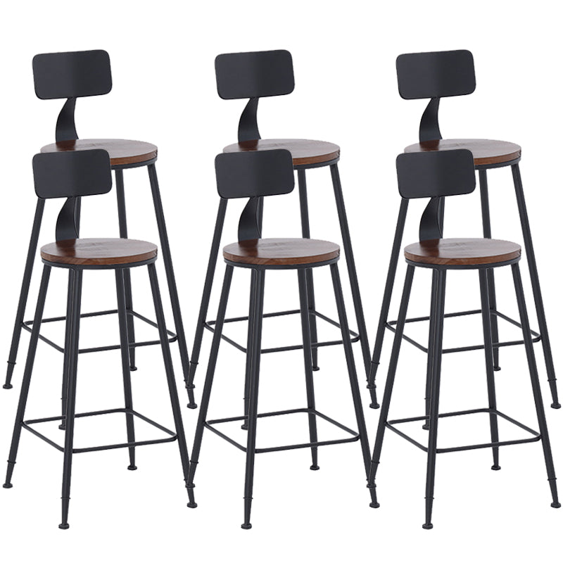 Industrial Dining Stools Low Back Bar Stools with Black Metal Base