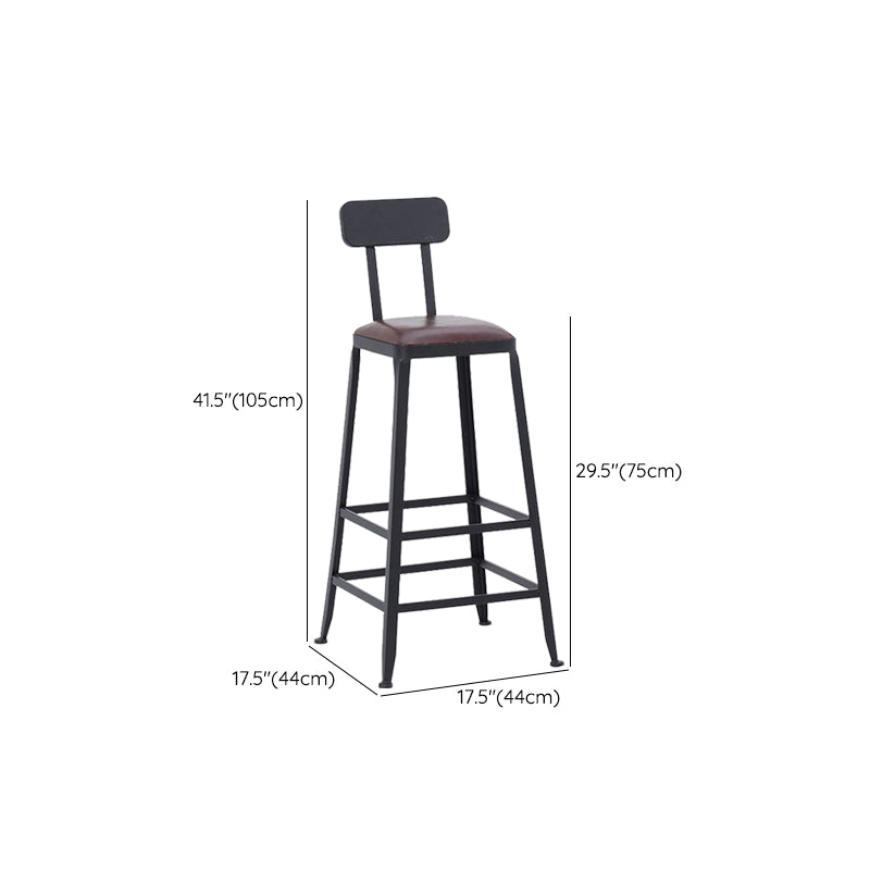 Industrial Dining Stools Low Back Bar Stools with Black Metal Base