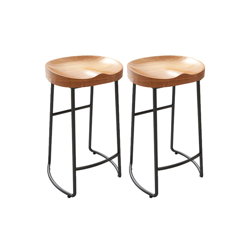 Modern Backless Stools with Metal Base Light Brown Counter & Bar Stools
