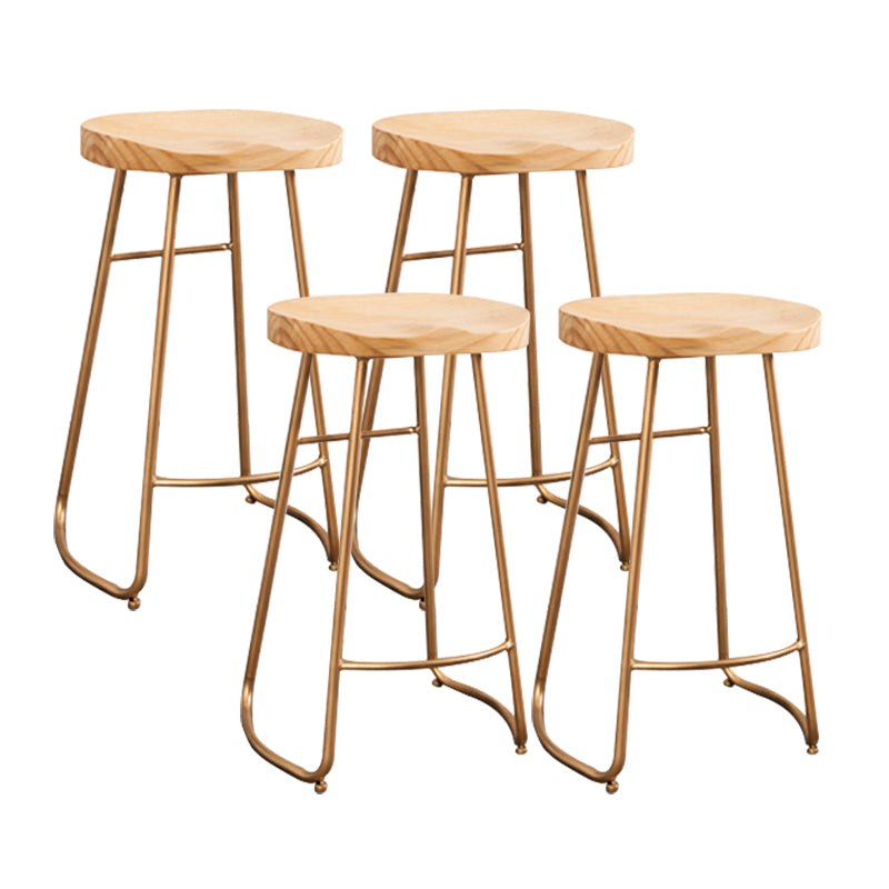 Modern Backless Stools with Metal Base Light Brown Counter & Bar Stools