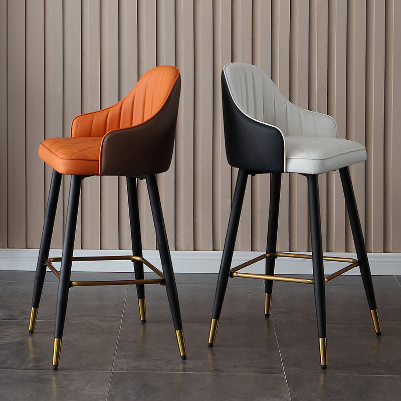 Glam Bar Stool Upholstered Backrest Counter Stool for Hone Use
