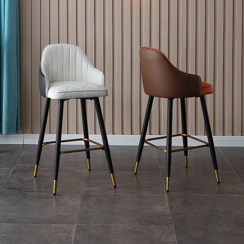 Glam Bar Stool Upholstered Backrest Counter Stool for Hone Use