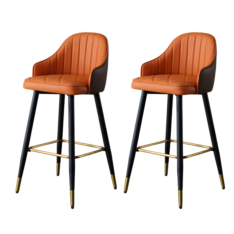 Glam Bar Stool Upholstered Backrest Counter Stool for Hone Use